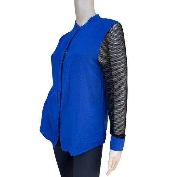 Rock & Republic Mock Neck Mesh Shirt Edgy, Chic Layering Piece, Size M - Picture 2 of 8